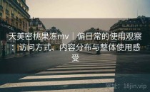 天美密桃果冻mv｜偏日常的使用观察：访问方式、内容分布与整体使用感受