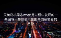天美密桃果冻mv使用过程中发现的一些细节：整体使用氛围与浏览节奏的感受