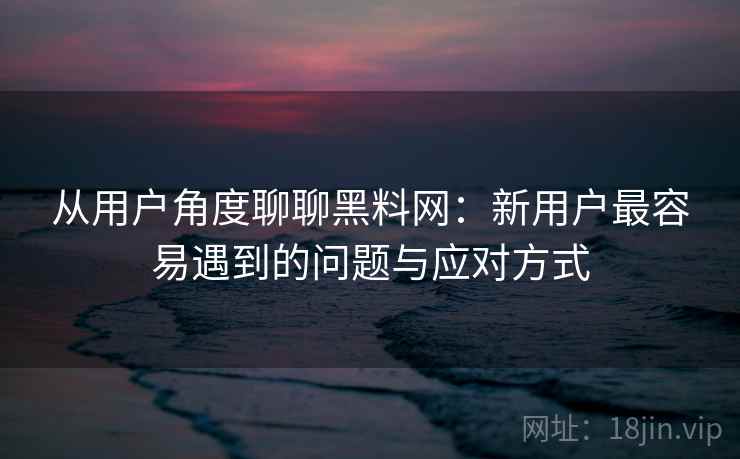 从用户角度聊聊黑料网：新用户最容易遇到的问题与应对方式  第2张